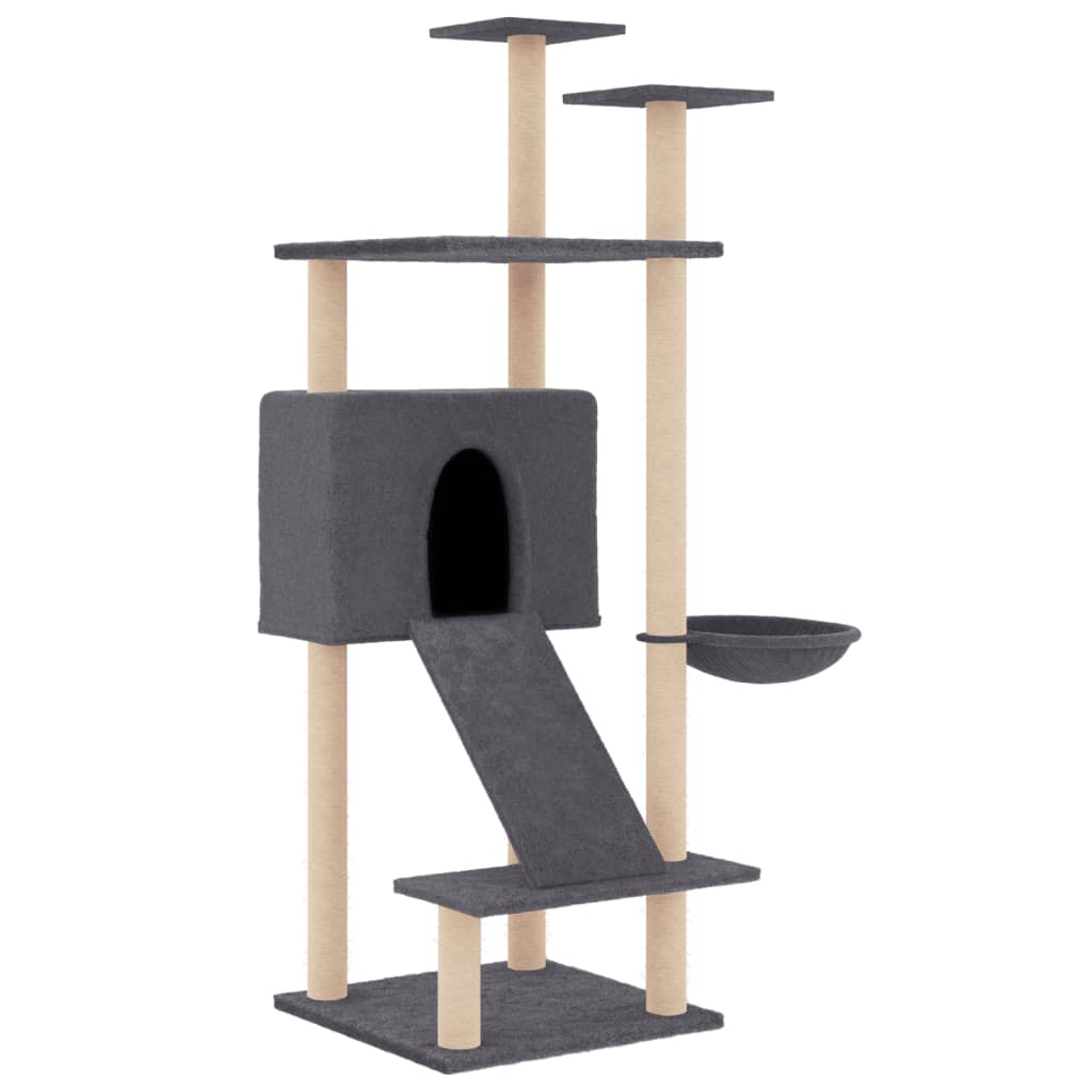 Vidaxl Katzenmöbel mit Sisal-Kratzstämmen 153 cm dunkelgrau