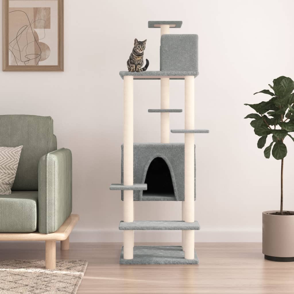 Vidaxl Katzenmöbel mit Sisal-Kratzstämmen 154 cm hellgrau