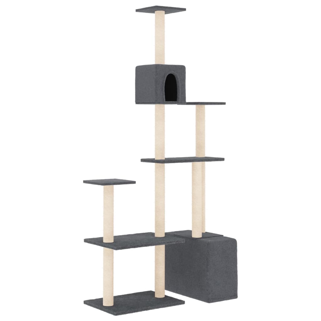 Vidaxl Katzenmöbel mit Sisal-Kratzstämmen 180 cm dunkelgrau