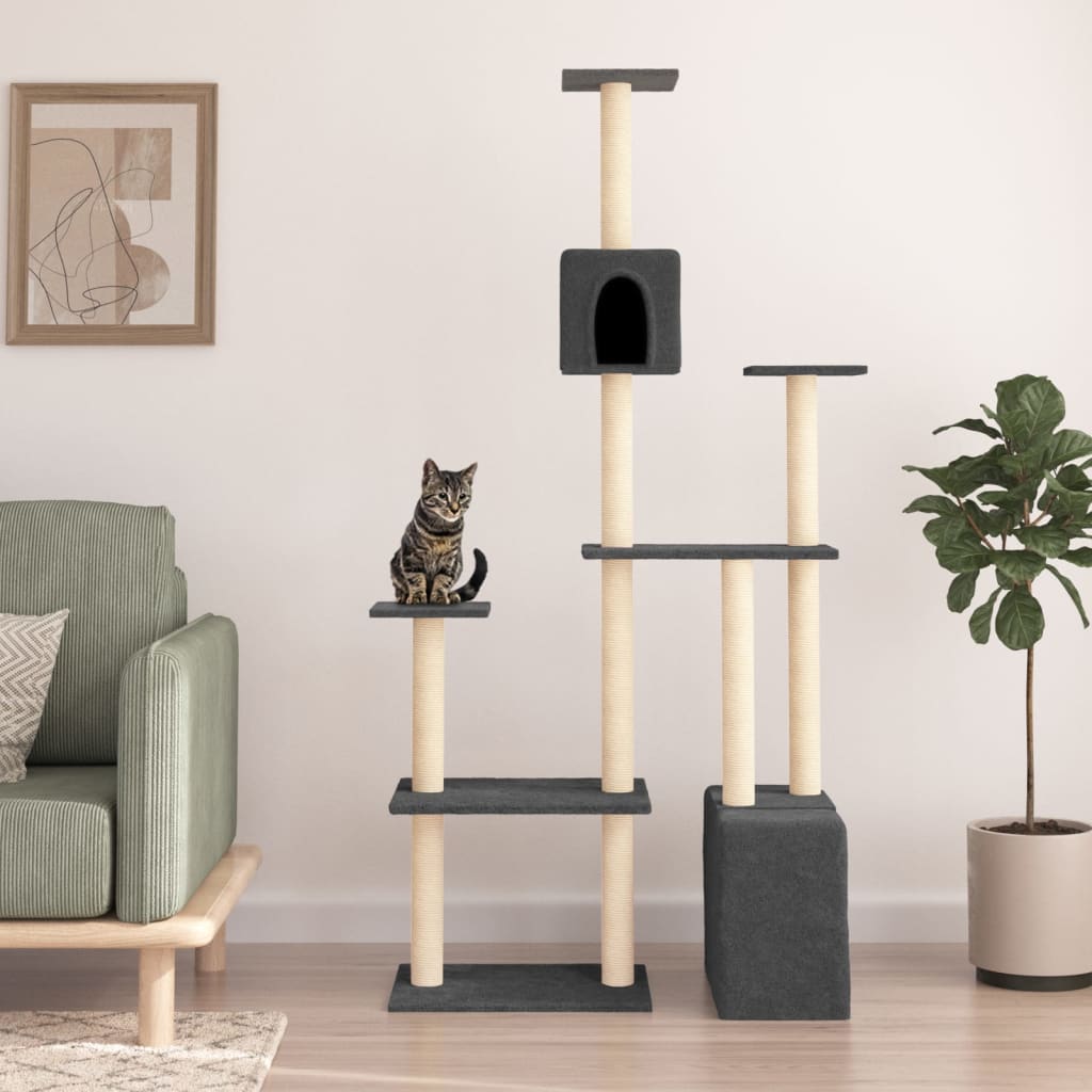 Vidaxl Katzenmöbel mit Sisal-Kratzstämmen 180 cm dunkelgrau