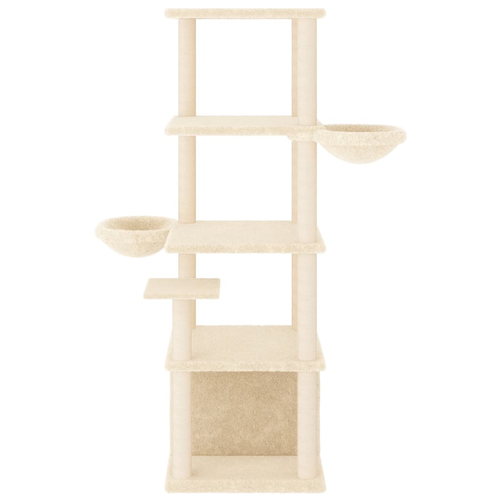 Vidaxl Katzenmöbel mit Sisal-Kratzstämmen 147 cm cremefarben