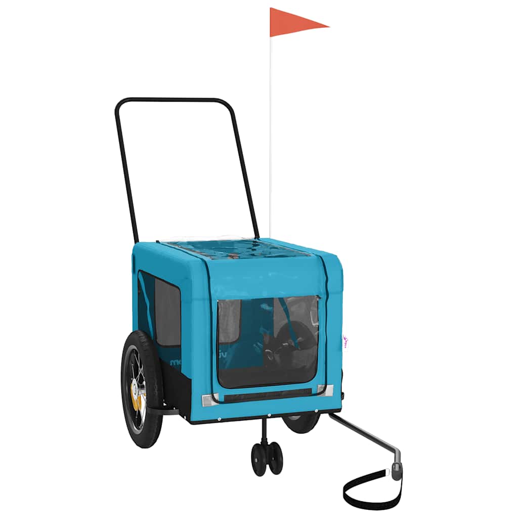 VidaXL Hundefahrradanhänger Oxford-Stoff und Eisenblau und Schwarz