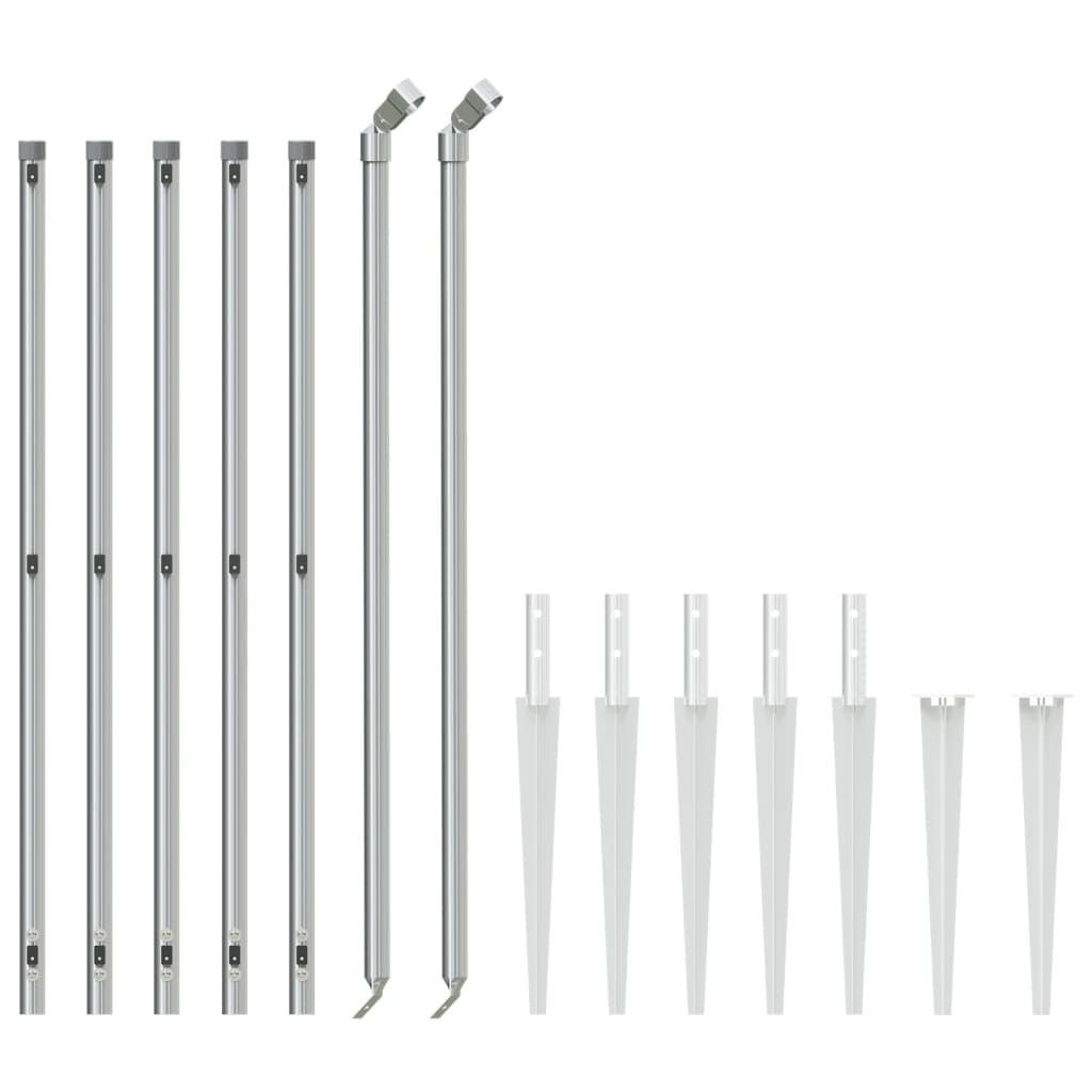 Vidaxl-Maschenzaun mit Erdankern 1x10 m silberfarben