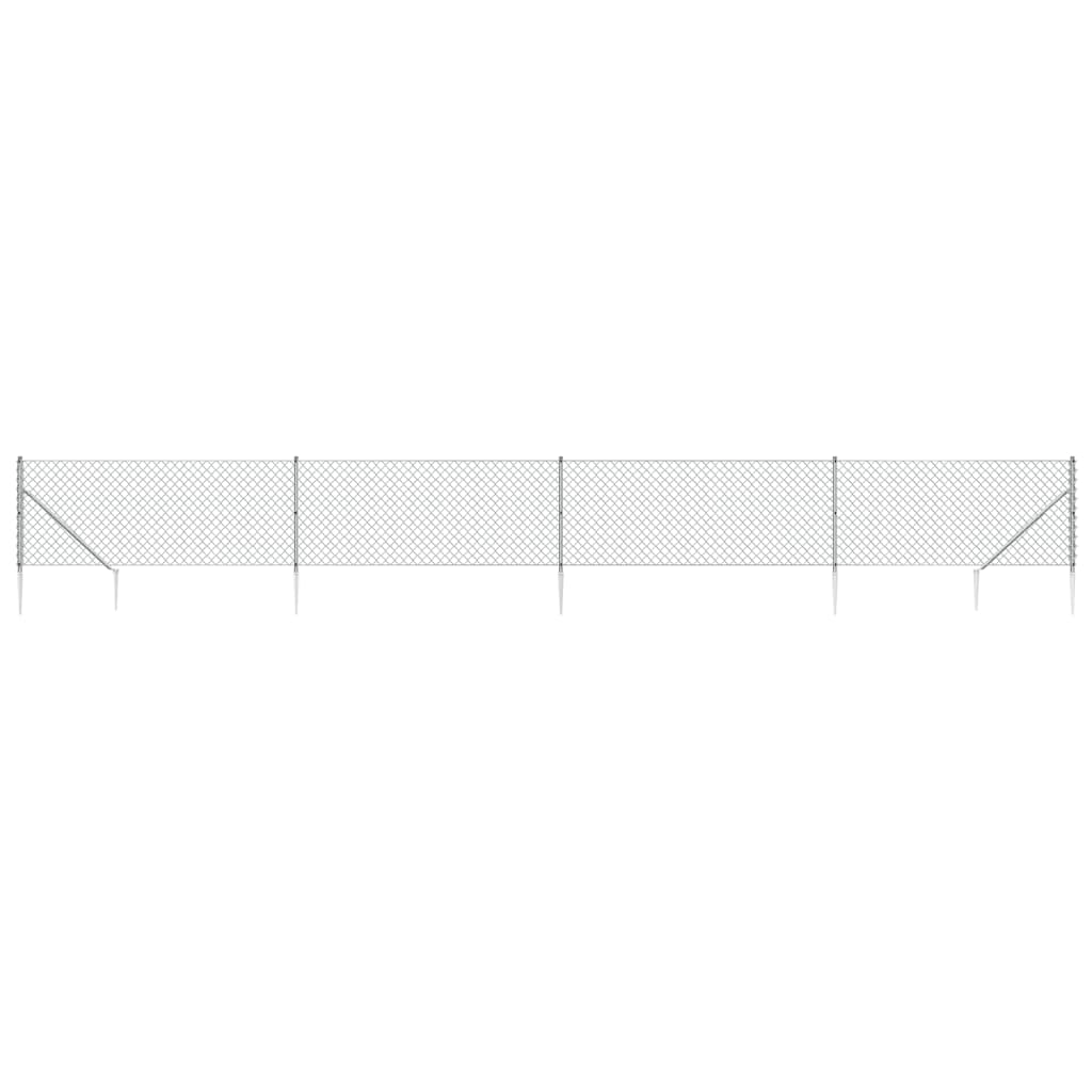 Vidaxxl-Maschenzaun mit Erdankern 1,1x10 m silberfarben