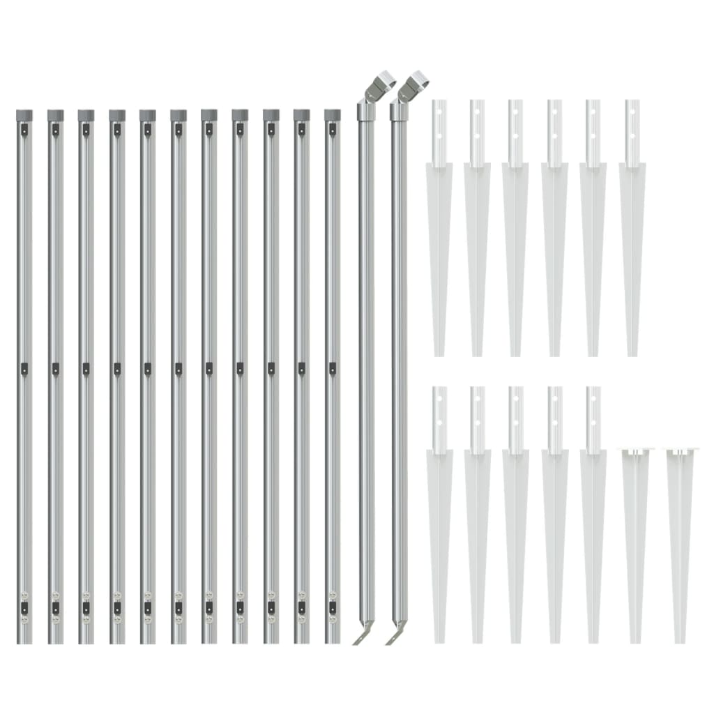 VidaXL Gitterzaun mit Erdankern 0,8x25 m silberfarben