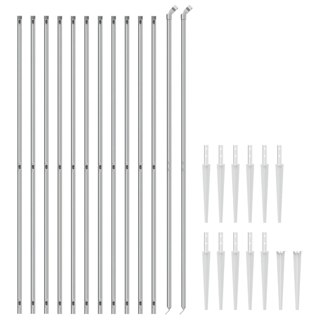 VidaXL Gitterzaun mit Erdankern 1,4x25 m silberfarben
