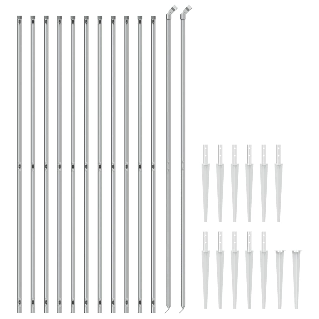 VidaXL Gitterzaun mit Erdankern 1,6x25 m silberfarben