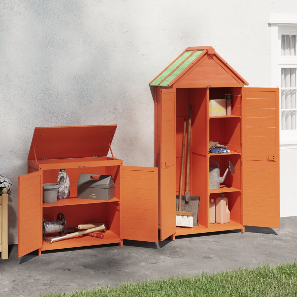 VidaXL 2-teiliges Gartenhaus-Set aus massivem Kiefernholz braun