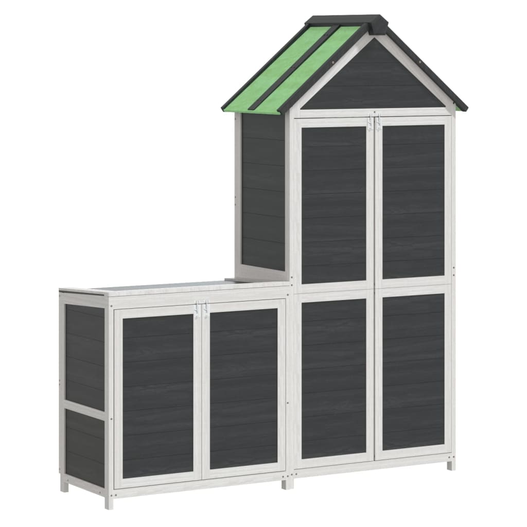 VidaXL 2-teiliges Gartenhaus-Set aus massivem Kiefernholz grau