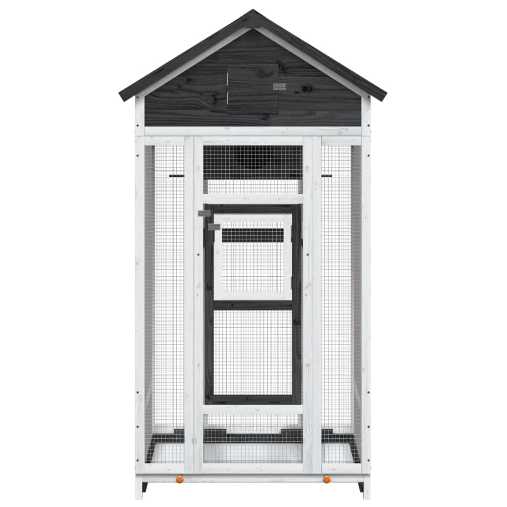 Vidaxx Voliere 91,5x53x170 cm massives Kiefernholz grau