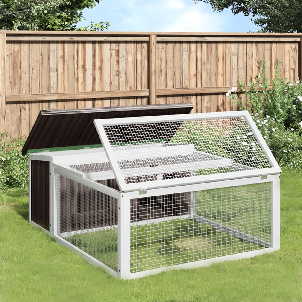 Vidaxxl Kaninchenstall 117,5x97x47,5 cm massives Kiefernholz grau