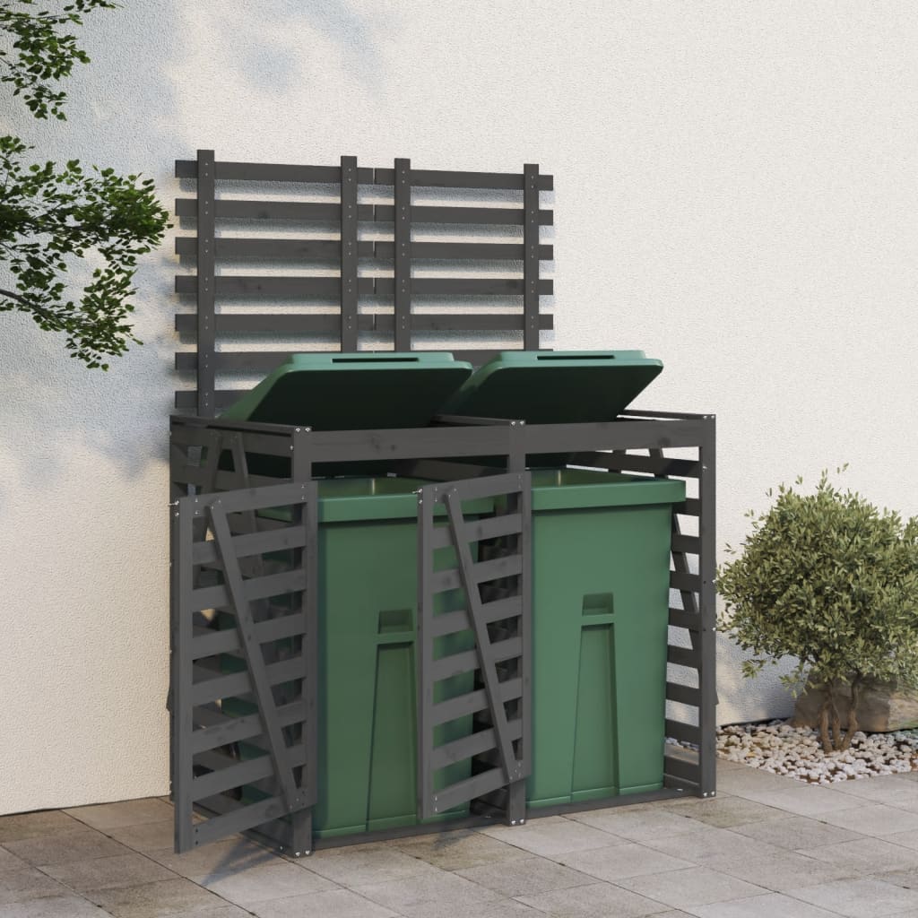 VidaXL Container-Aufbewahrung, doppelt, massives Kiefernholz, grau