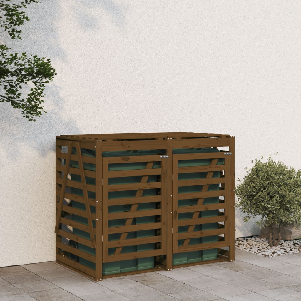 VidaXL Container-Aufbewahrung, doppelt, massives Kiefernholz, honigbraun