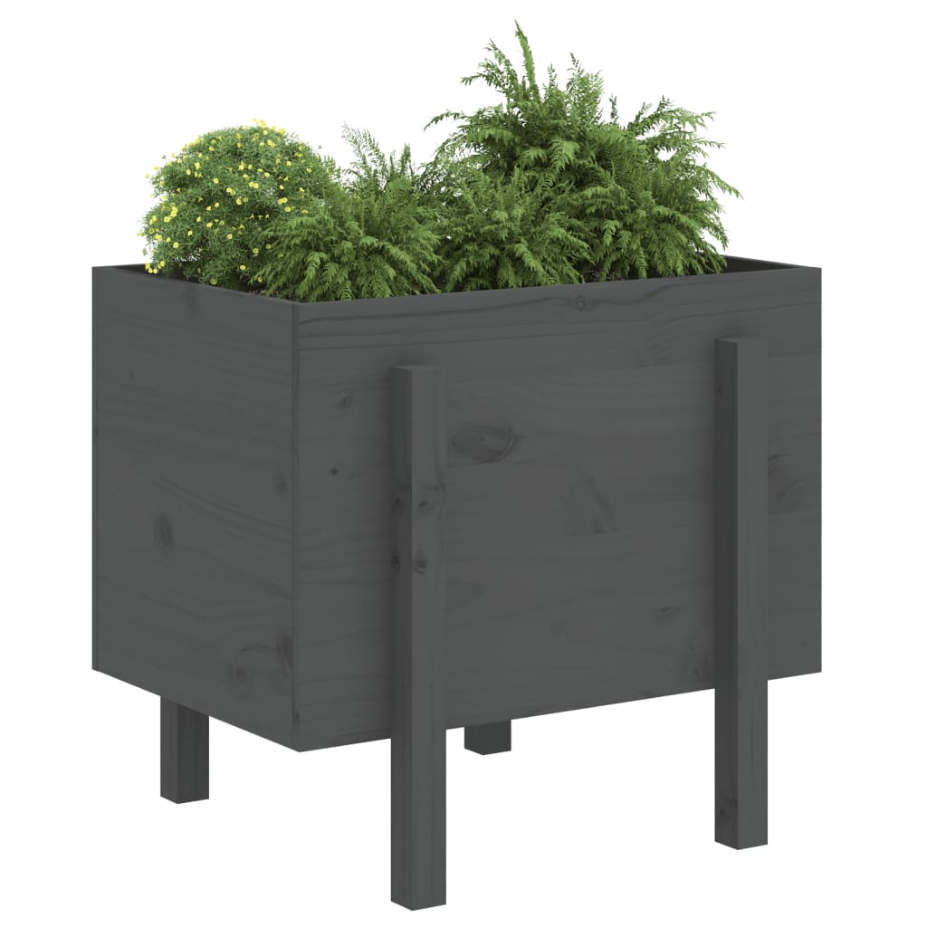 Vidaxx Pflanzgefäß 62x50x57 cm massives Kiefernholz grau