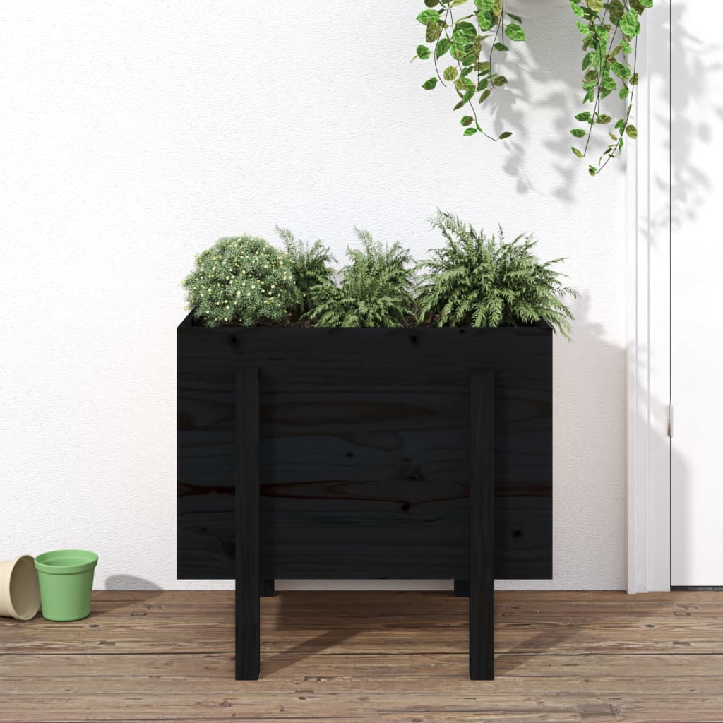 Vidaxx Pflanzgefäß 62x50x57 cm massives Kiefernholz schwarz