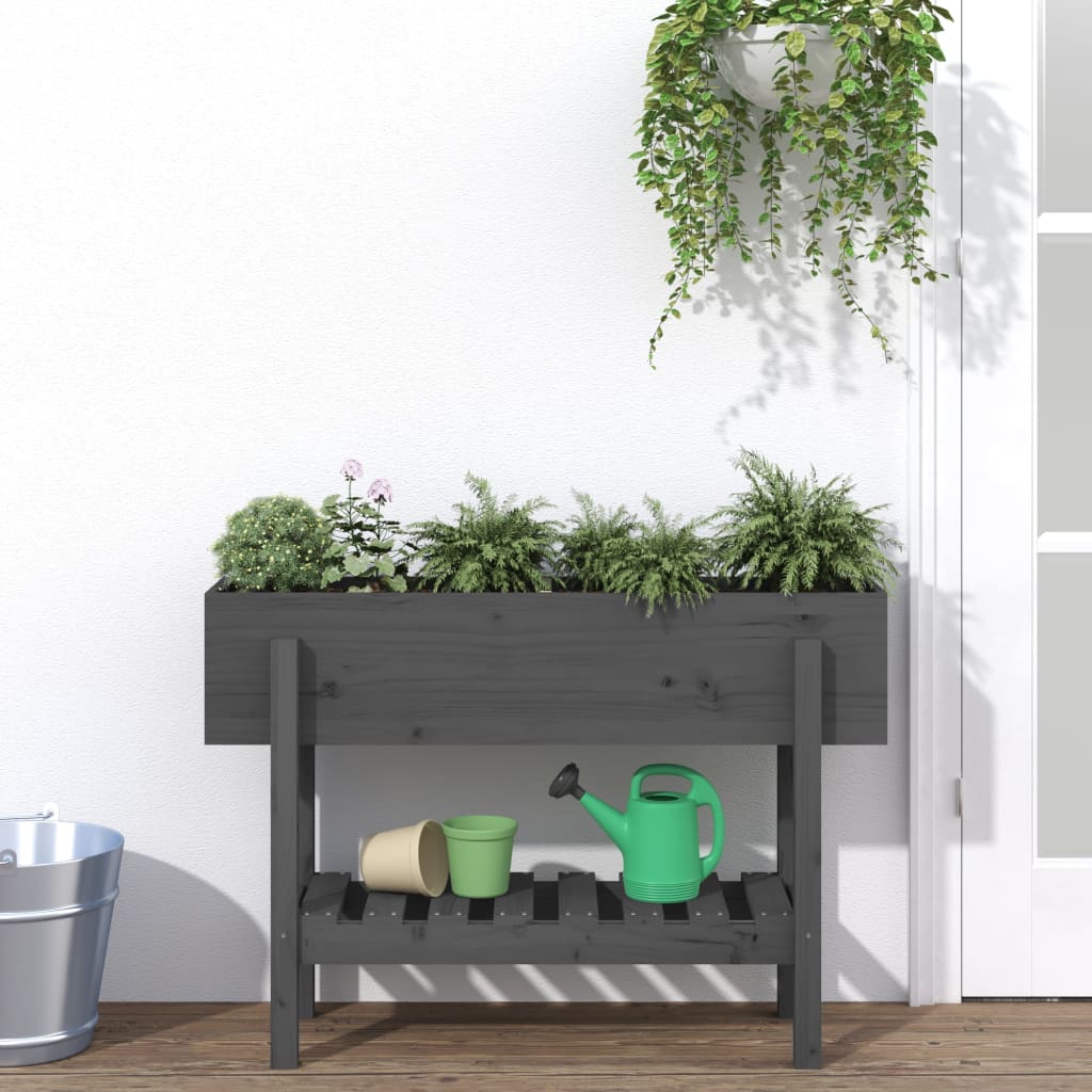 Vidaxx Pflanzgefäß erhöht 101x30x69 cm massives Kiefernholz grau