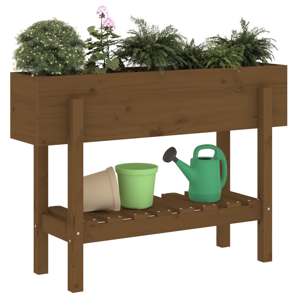 Vidaxx Pflanzgefäß erhöht 101x30x69 cm massives Kiefernholz honigbraun