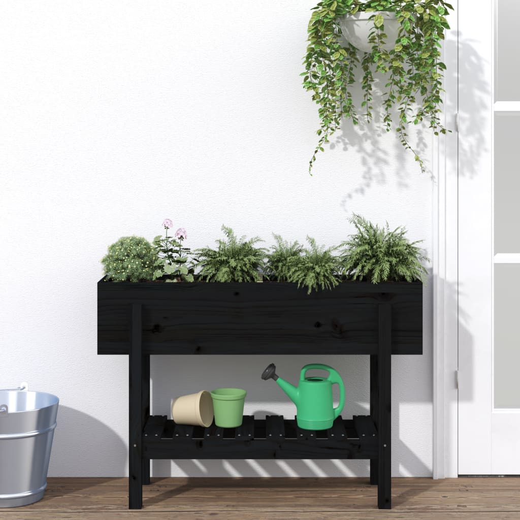 Vidaxx Pflanzgefäß erhöht 101x30x69 cm massives Kiefernholz schwarz