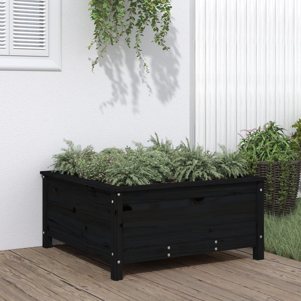 Vidaxx Pflanzgefäß 82,5x82,5x39 cm massives Kiefernholz schwarz