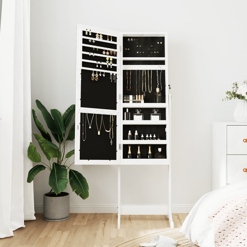 Vidaxx Schmuckschrank mit Spiegel freistehend 42x38x152 cm weiß