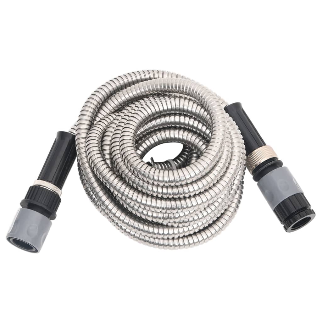 Vidaxl Gartenschlauch mit Sprühkopf 0,6'' 22,5 m Edelstahl silber