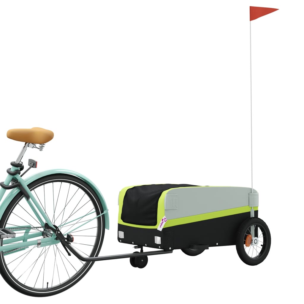 Vidaxxl Fahrradanhänger 30 kg Eisen schwarz und grün