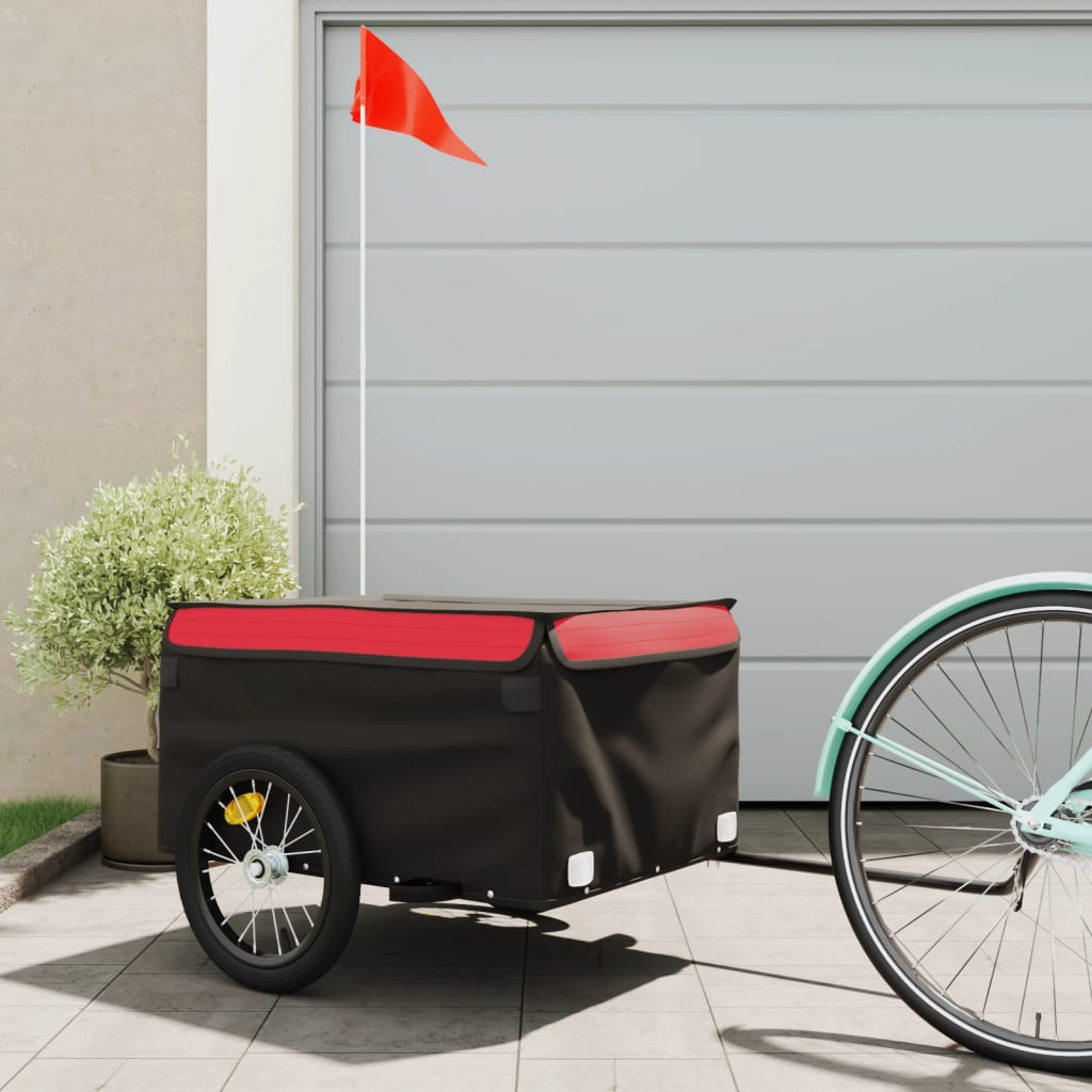 Vidaxxl Fahrradanhänger 45 kg Eisen schwarz und rot