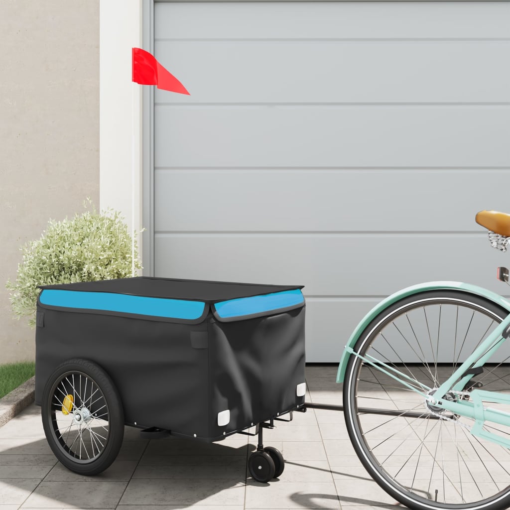 VidaXL Fahrradanhänger 30 kg Eisen schwarz und blau