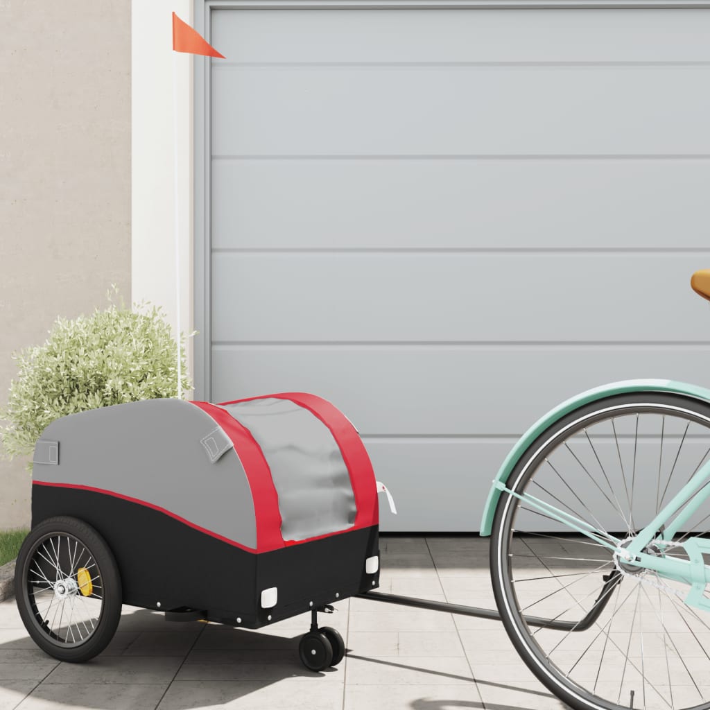 VidaXL Fahrradanhänger 30 kg Eisen schwarz und rot
