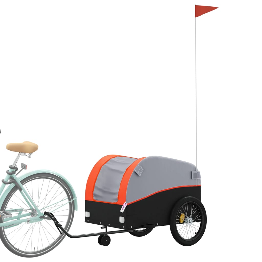 VidaXL Fahrradanhänger 45 kg Eisen schwarz und orange