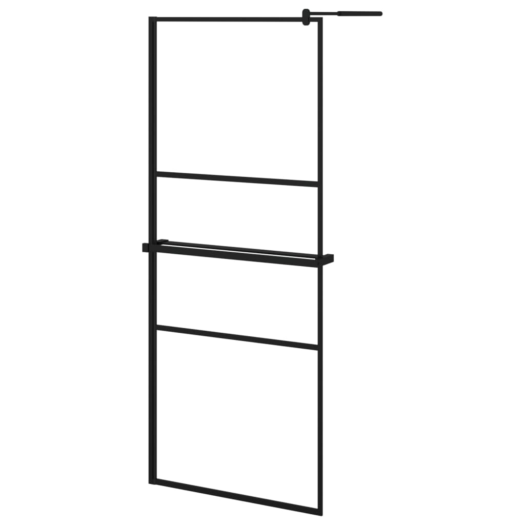 VidaXL Walk-in Duschabtrennung mit Ablage 80x195 cm ESG-Glas Aluminium schwarz