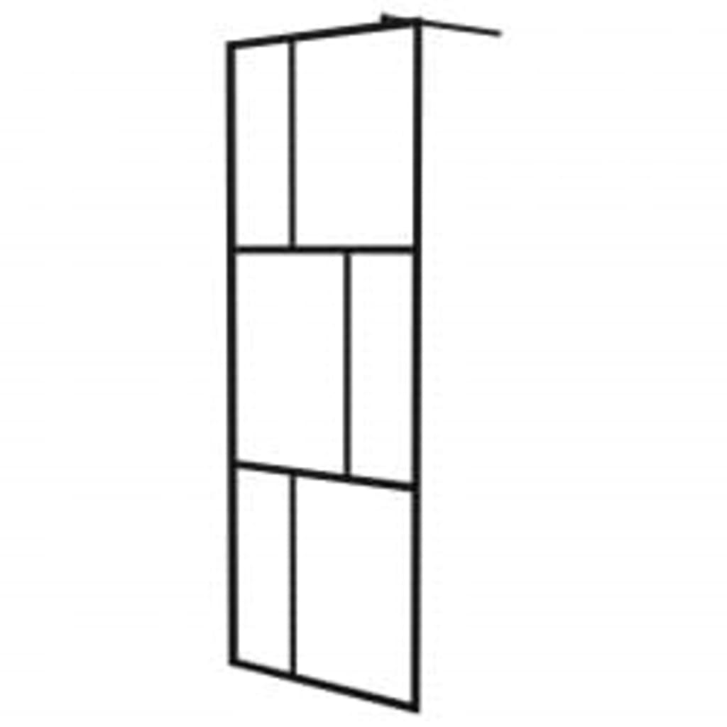 VidaXL Walk-in Duschabtrennung mit Ablage 90x195 cm ESG Glas Aluminium schwarz
