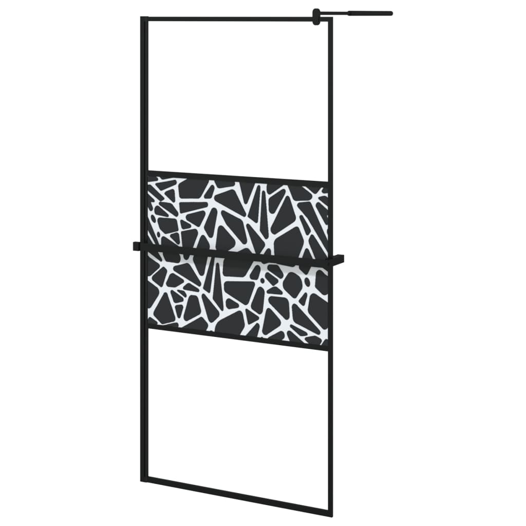 VidaXL Walk-in Duschabtrennung mit Ablage 90x195 cm ESG Glas Aluminium schwarz