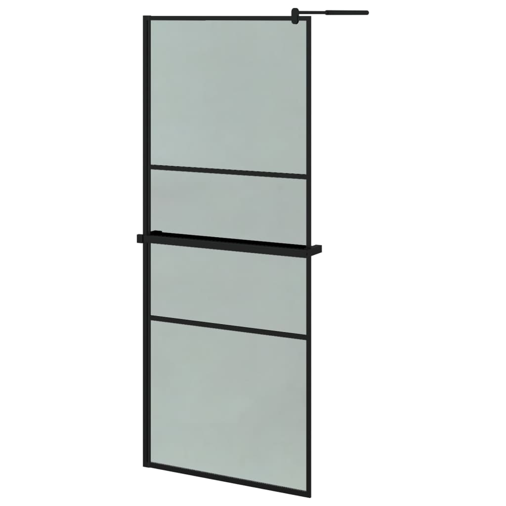 VidaXL Walk-in Duschabtrennung mit Ablage 90x195 cm ESG Glas Aluminium schwarz