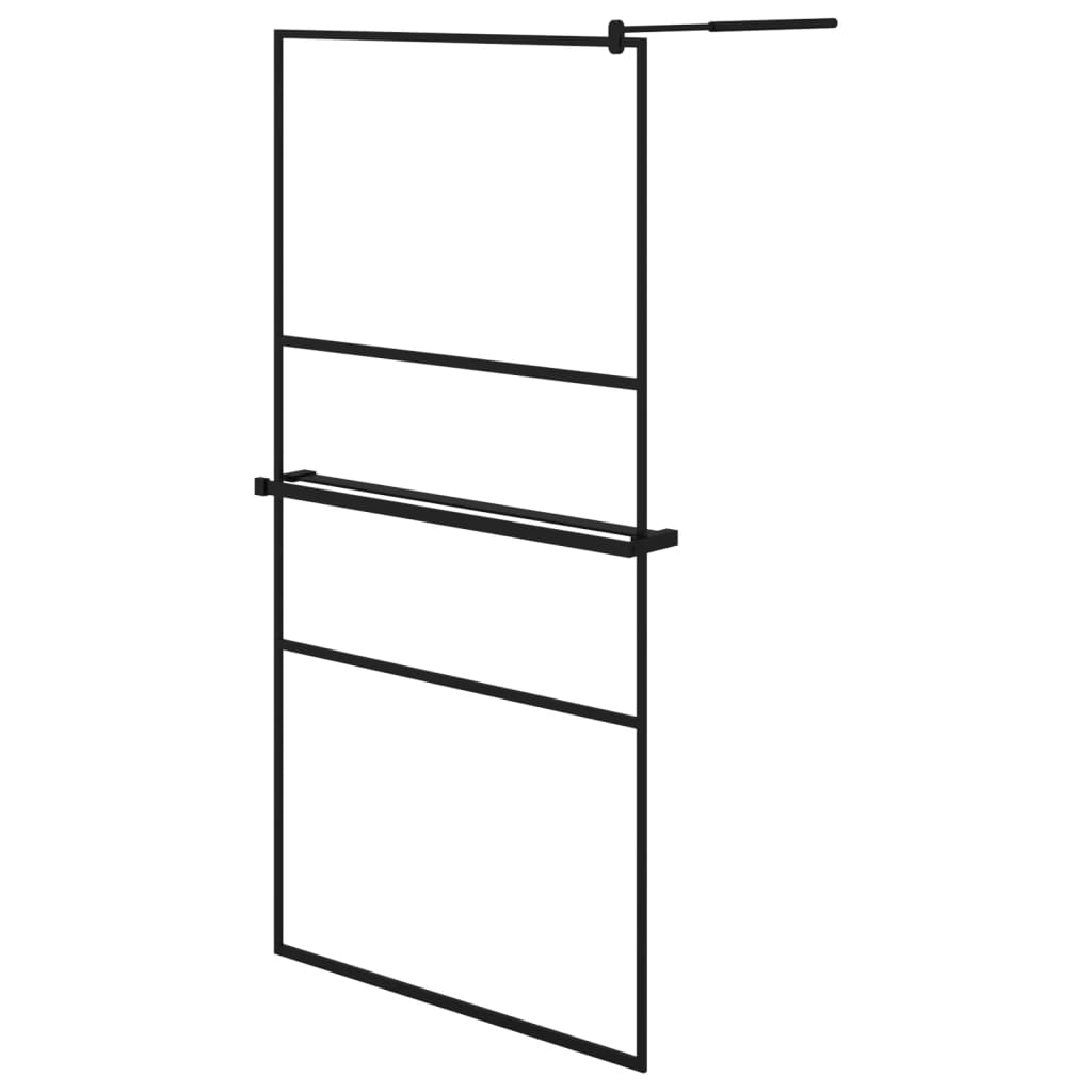 VidaXL Walk-in Duschabtrennung mit Ablage 100x195 cm ESG Glas Aluminium schwarz