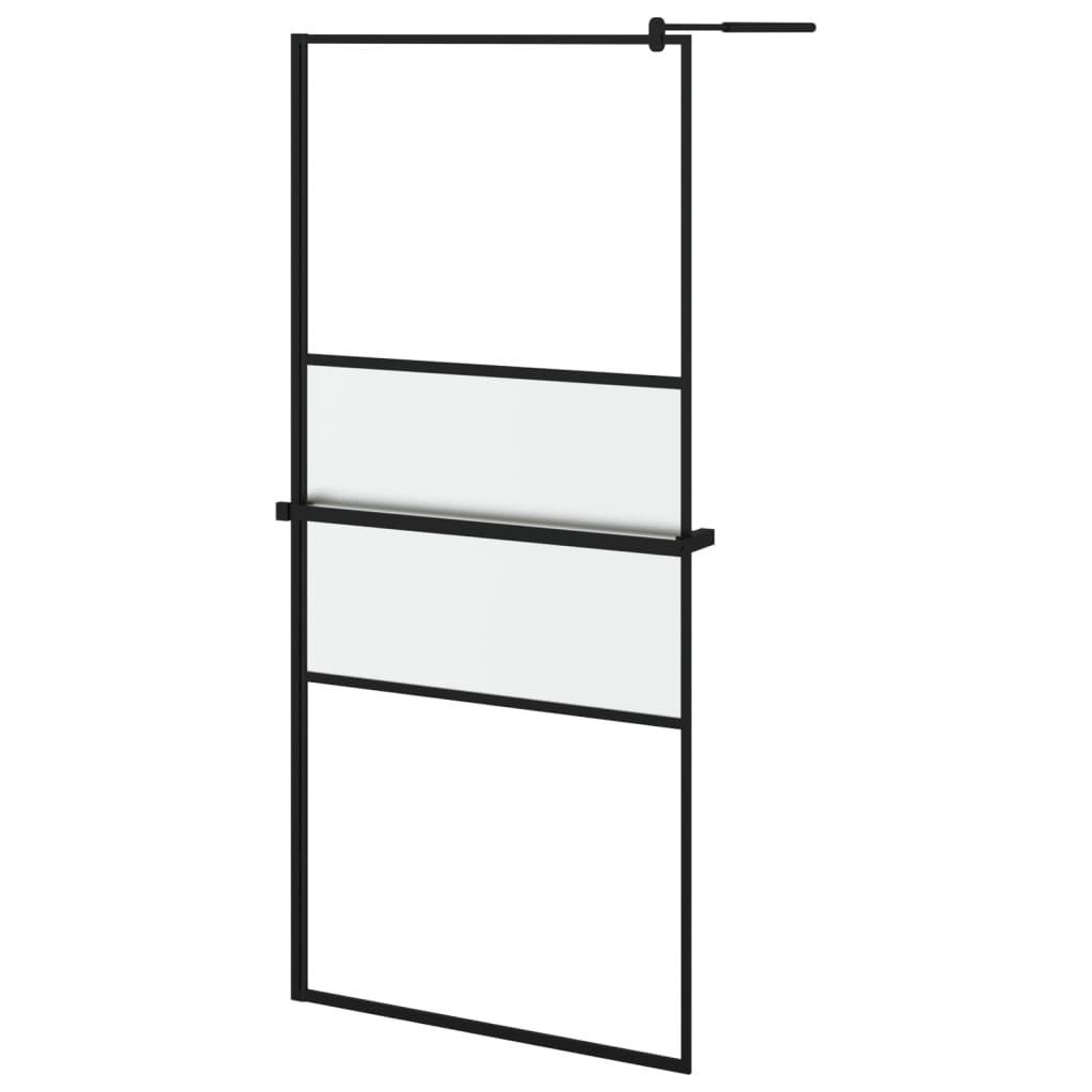 VidaXL Walk-in Duschabtrennung mit Ablage 100x195 cm ESG Glas Aluminium schwarz