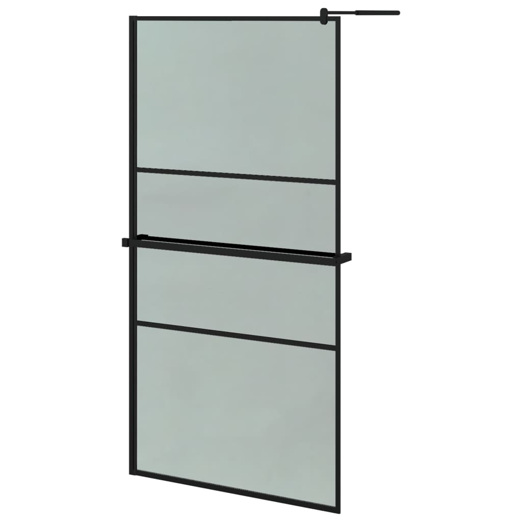 VidaXL Walk-in Duschabtrennung mit Ablage 100x195 cm ESG Glas Aluminium schwarz