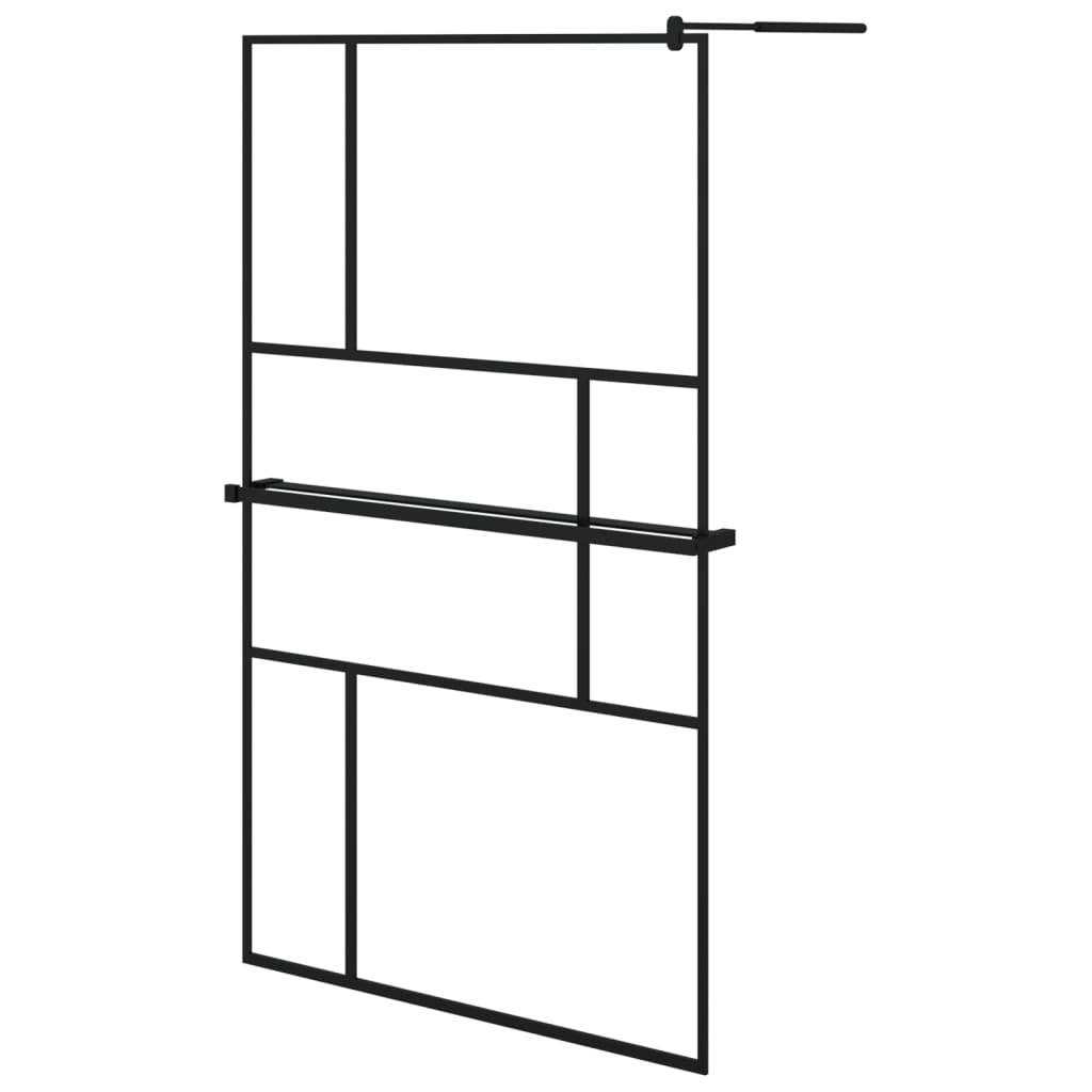 VidaXL Walk-In Duschabtrennung mit Ablage 115x195 cm ESG Glas Aluminium schwarz