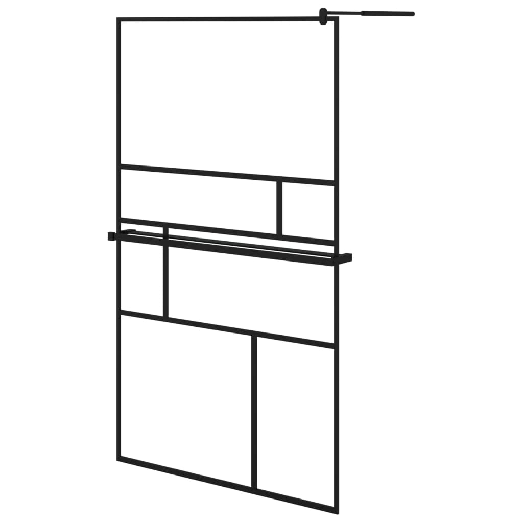 VidaXL Walk-In Duschabtrennung mit Ablage 115x195 cm ESG Glas Aluminium schwarz