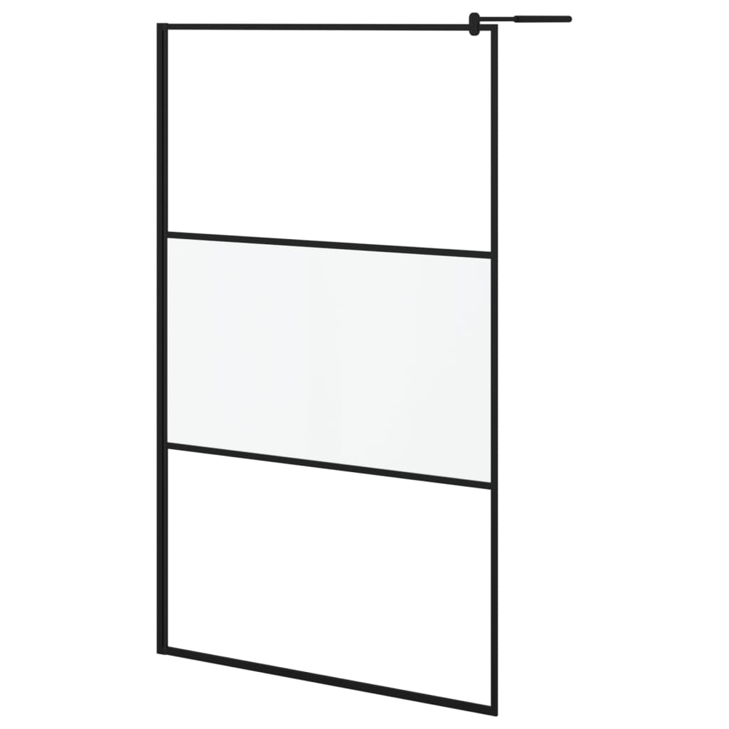 VidaXL Walk-In Duschabtrennung mit Ablage 115x195 cm ESG Glas Aluminium schwarz