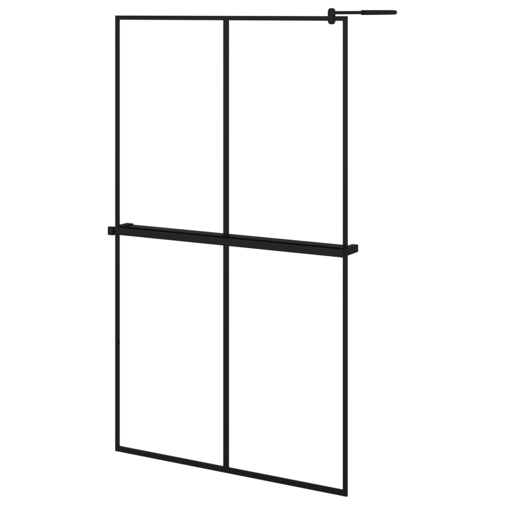 VidaXL Walk-in Duschabtrennung mit Ablage 118x190 cm ESG Glas Aluminium schwarz