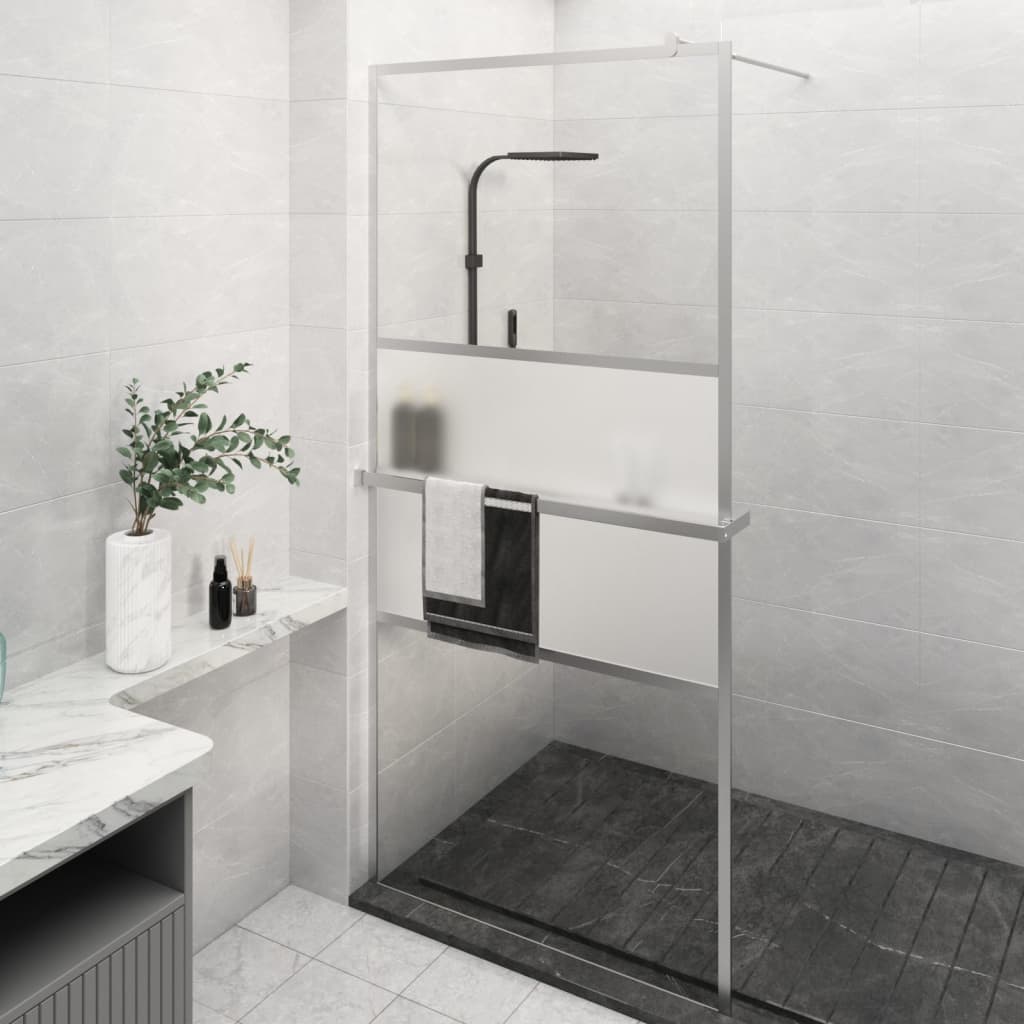 VidaXL Walk-In Duschabtrennung mit Ablage 80x195 cm ESG Glas Aluminium Chrom