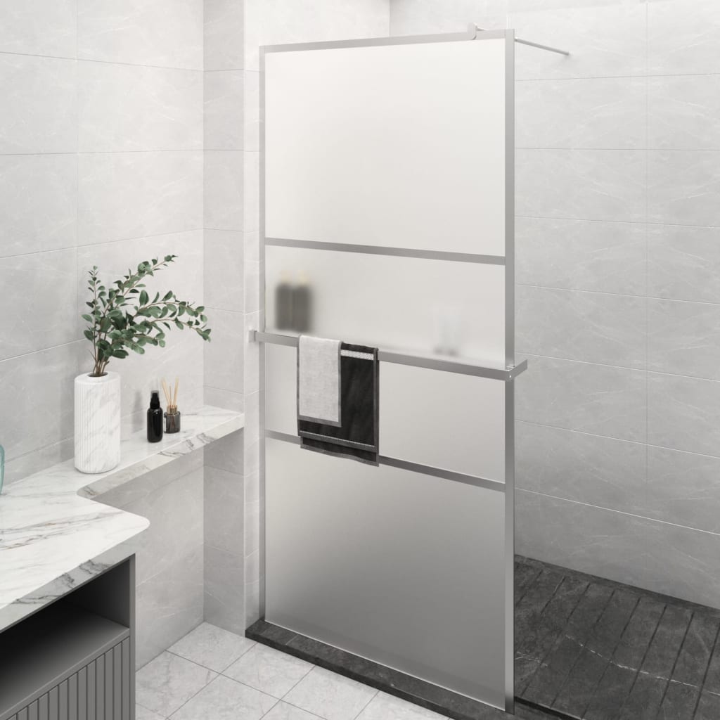 VidaXL Walk-In Duschabtrennung mit Ablage 80x195 cm ESG Glas Aluminium Chrom