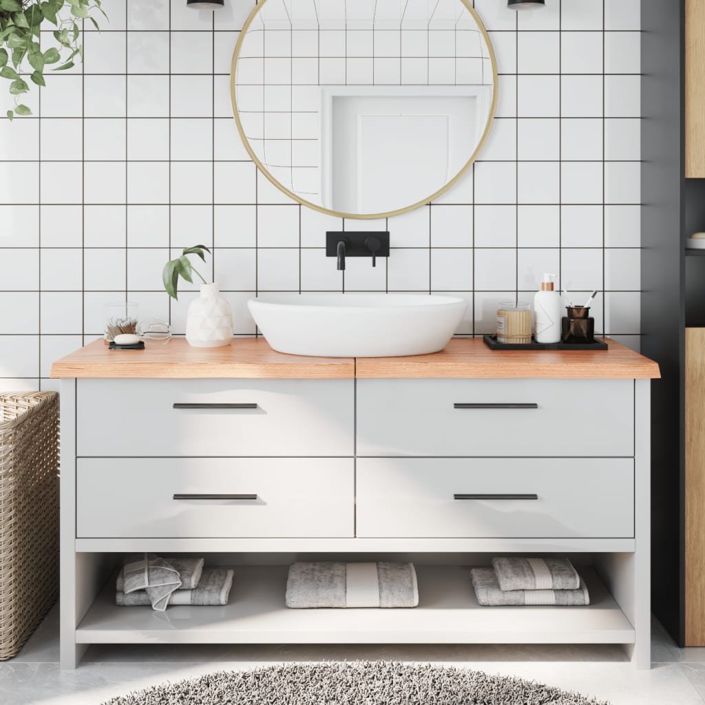 Vidaxx Waschtischplatte 160x40x (2-4) cm, behandeltes Massivholz hellbraun