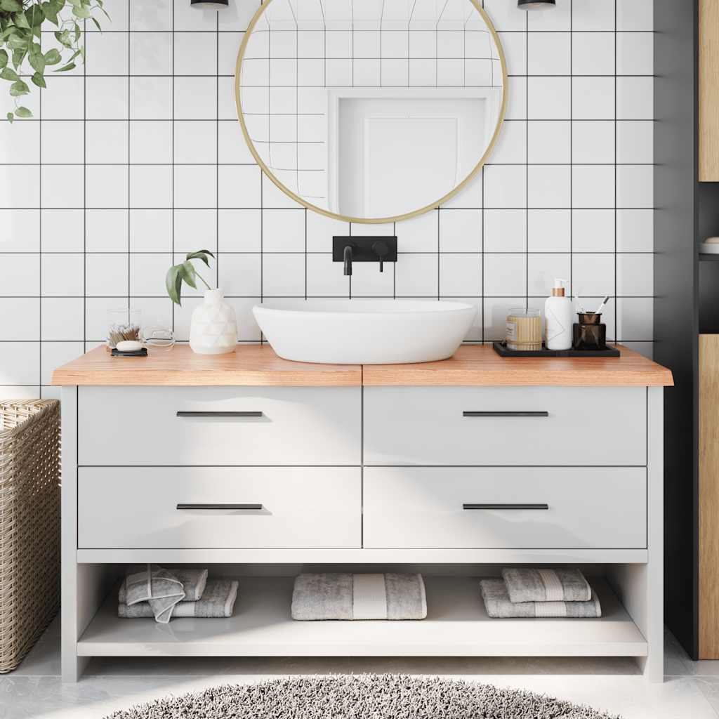 Vidaxx Waschtischplatte 160x60x (2-4) cm, behandeltes Massivholz hellbraun
