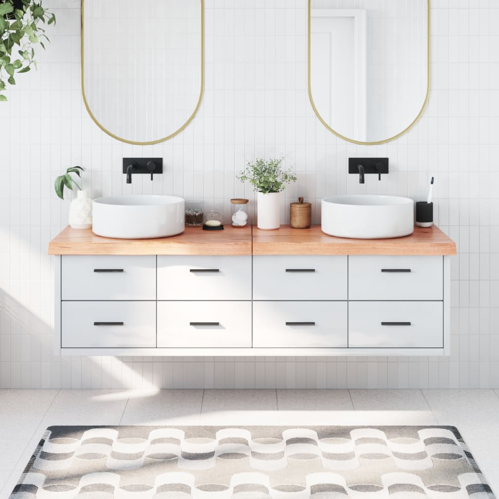 Vidaxx Waschtischplatte 180x40x (2-6) cm, behandeltes Massivholz hellbraun