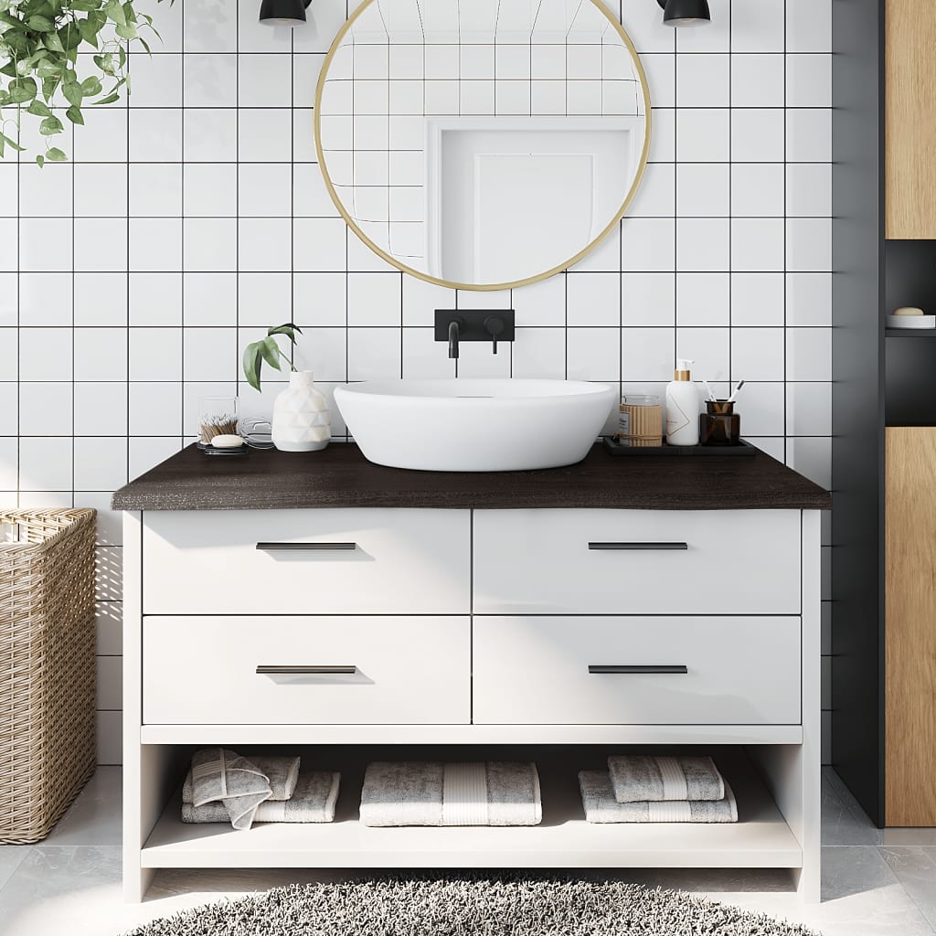 Vidaxx Waschtischplatte 100x60x (2-4) cm behandeltes Massivholz dunkelbraun