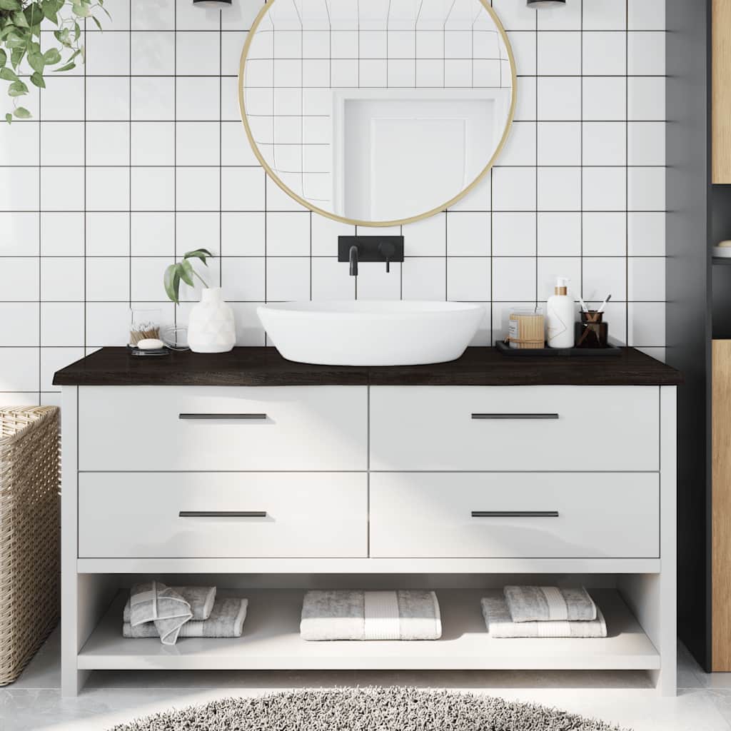 Vidaxx Waschtischplatte 160x60x (2-4) cm behandeltes Massivholz dunkelbraun