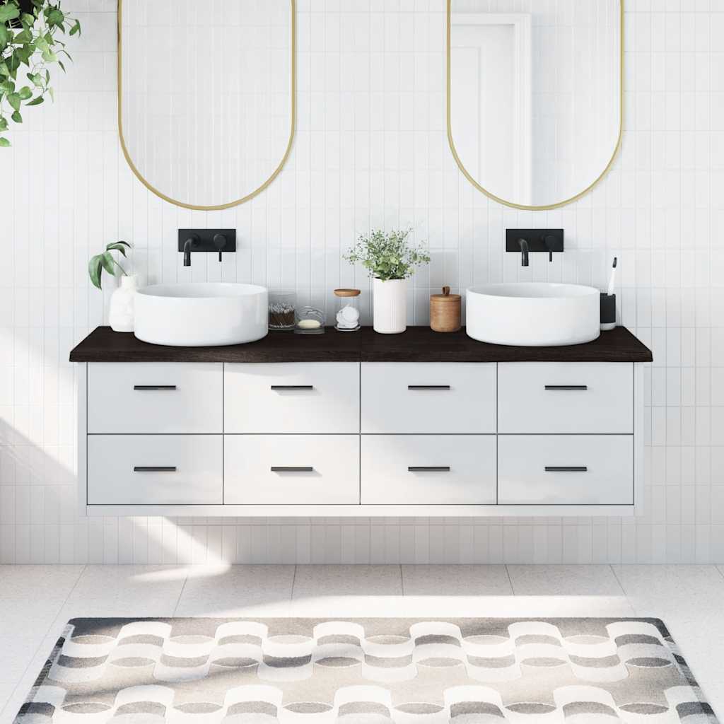 Vidaxx Waschtischplatte 180x60x (2-4) cm behandeltes Massivholz dunkelbraun