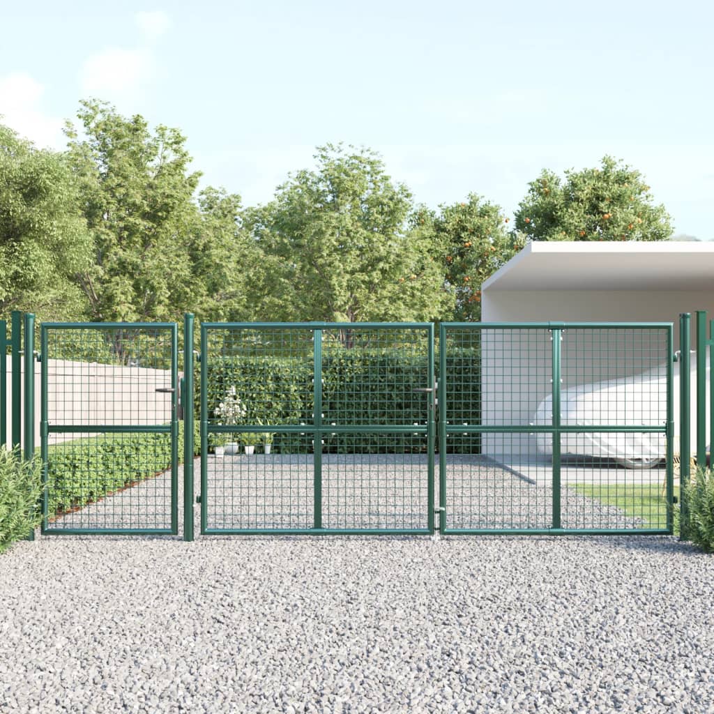 VidaXL Gartentor 400x175 cm Maschenweite und verzinkter Stahl grün